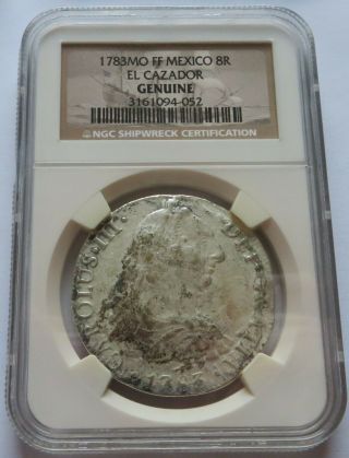 1783mo Mexico 8 Reales Silver El Cazador Shipwreck Coin - Ngc (052031a)