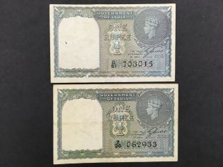 India (2 Notes) 1 Rupee 1940