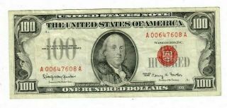 1966 $100 Dollar Bill United States Note Red Seal A00647608a