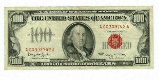 1966 $100 Dollar Bill United States Note Red Seal A00309742a