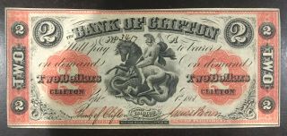 1861 $2 The Bank Of Clifton - Canada Obsolete Note