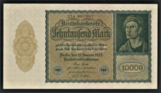 Vad - Germany - 10,  000 Mark Banknote - P 72 (cv=20) Unc
