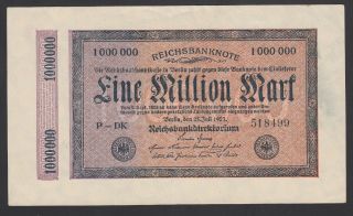 Germany 1 M.  Mark 1923 Vf,  P.  93,  Banknote,  Circulated
