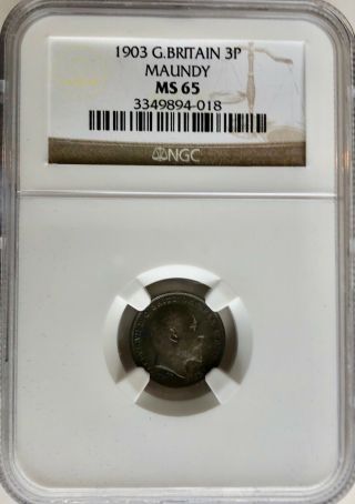 1903 Great Britain Maundy Threepence Ms65 Ngc