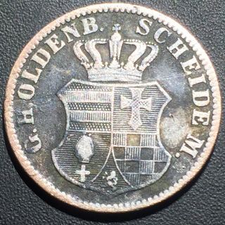 Old Foreign World Coin: 1858 - B German States Oldenburg 1 Groschen, .  220 Silver