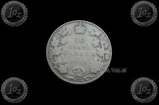 Canada 50 Cents 1918 (george V) Silver Coin (km 25) F - Vf