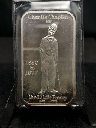 1977 Greathouse " Charlie Chaplin Little Tramp " 1 Oz Silver Art Bar Sn 93 (1824)
