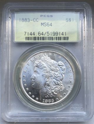 1883 Cc Morgan Silver Dollar Pcgs Ms 64.  Ogh Old Green Holder.