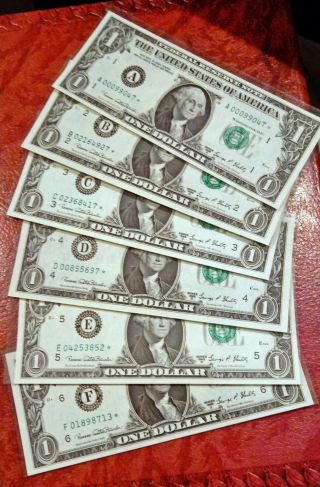 1969 - D $1 Federal Reserve Star Notes Complete District Star Set Gem Crisp