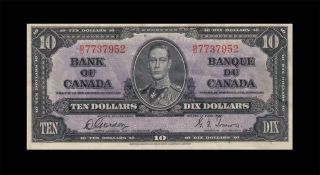 1937 Bank Of Canada Kgvi $10 Gordon & Towers " B/d " ( (ef))