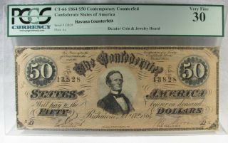 1864 $50 Confederate Civil War Jeff Davis Counterfeit Banknote Hoard Pc - 298