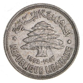 Roughly Size Of Quarter 1952 Lebanon 50 Piastres - World Silver Coin 385