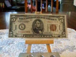 1934 - A $5 “hawaii” Federal Reserve Note,  Vf,  Ww2 Emergency Issue