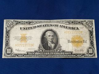 $10 Dollar Gold Certificate,  1922,  Large Bill,  Fr.  1173,  Speelman/white