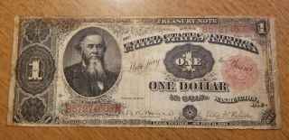 1891 $1 Treasury Note Bruce Roberts Signatures Bill Currency One Dollar