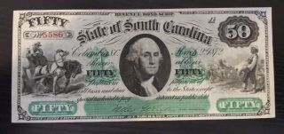 1872 $50 Columbia Sc ( (slaves/cotton Field))  Gem Unc