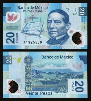MEXICO 20 Pesos Banknote World Money - 2013 Polymer Billete 20 Pesos mexicanos 2