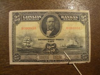 Latvia Old Paper Money 25 Lats 1928