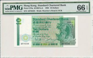 Standard Chartered Bank Hong Kong $10 1985 Prefix A,  Rare Pmg 66epq