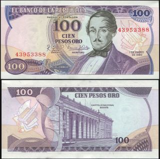 Colombia Banknote 100 Pesos Oro - P.  418b 01.  01.  1980 Unc