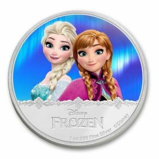 2016 Niue $2 Silver Disney Frozen Elsa & Anna Magic Of The Northern Lights 1 Oz