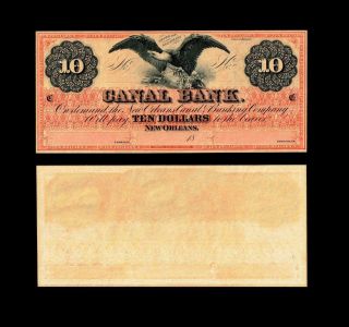 18 - - Us $10 Obsolete Currency Canal Bank Of Orleans Uncirculated