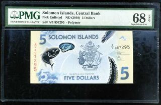 Solomon Islands 5 Dollars Nd 2019 Polymer Gem Unc Pmg 68 Epq