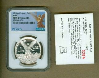 1990 - Mo Mexico Proof Silver Libertad 1oz Silver Coin Ngc Pf 69 Ultra Cameo