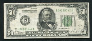Fr.  2100 - L 1928 $50 Frn Federal Reserve Note San Francisco,  Ca Very Fine