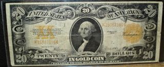 1922 Gold Certificate $20 Twenty Dollars Note Fr.  1187 Speelman - White