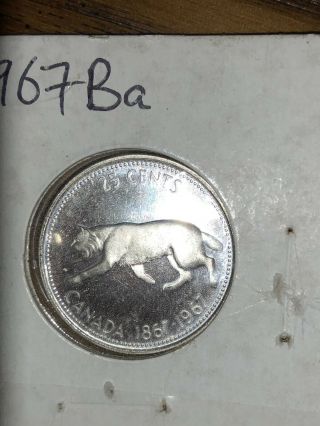 1967 Silver Canadian Quarter With Rotation Lite Cameo Brilliant Uncirculated R