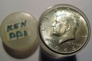 $10 1964 Kennedy Half - Dollars - 90 Silver 20 - Coin Roll Au/bu All Double Dies