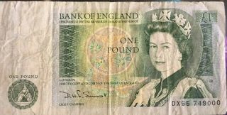1981 Bank Of England Queen Elizabeth Ii 1 Pound Note
