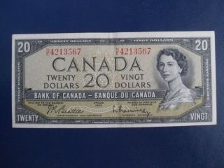 1954 Canada 20 Dollar Bank Note - Beattie/raminsky - Ne4213567 - Ef Cond.  - 18 - 354