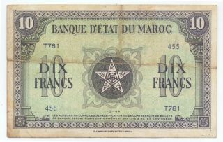 Morocco 10 Francs 1944,  P - 25