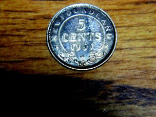 Canada,  Newfoundland,  Silver 5 Cent,  1941.