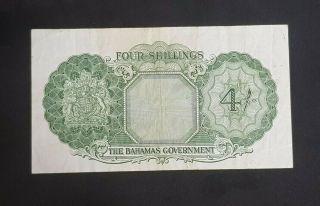 BANK OF BAHAMAS,  4 SHILLINGS 1953,  VF 2