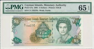 Monetary Authority Cayman Islands $5 2001 Pmg 65epq