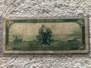 1914 $50 FIFTY DOLLAR FEDERAL RESERVE NOTE NOTE PAPER MONEY 2