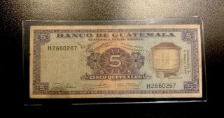 ✅guatemala - 1964 Banco De Guatemala 5 Quetzales