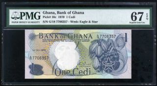 Ghana 1 Cedi 1 - 10 - 1970 P 10 Gem Unc Pmg 67 Epq High Nr