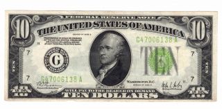 1928 C $10 Chicago Federal Reserve Note - Vf,  /xf