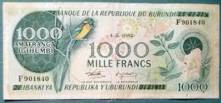 Burundi 1000 1 000 Francs Note Issued 01.  05.  1982,  P 31 B