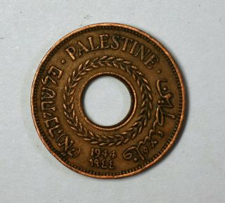 1944 Palestine Israel 5 Mils Copper Circulated Type One Coin
