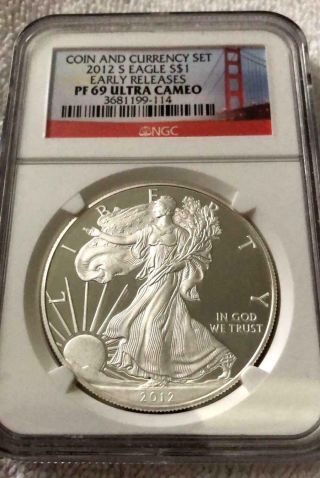 2012 S Proof Silver American Eagle - Coin & Currency Set - Ngc Pf 69 Ultra Cameo