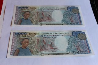 1988 Rwanda 5000 Francs P 22 Unc