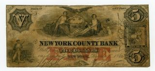1862 $5 The York County Bank - York (ctft. ) Note Civil War Era