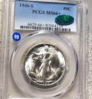 1946 - S Walking Half Dollar Pcgs - Ms66,  Cac Hundreds Of Undergraded Coins Up Nr
