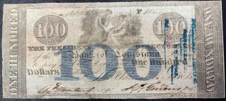 1862 Bank Of Louisiana,  Orleans - One Hundred Dollar Note,  Signed