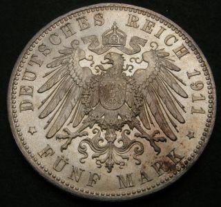 Bavaria (german State) 5 Mark 1911 D - Silver - Regent Luitpold - Aunc - 1515